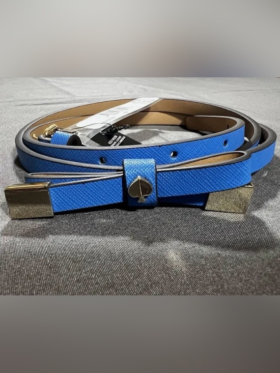kate spade Electric Blue Slim Leather Bow Belt with Silver Hardware main image 9